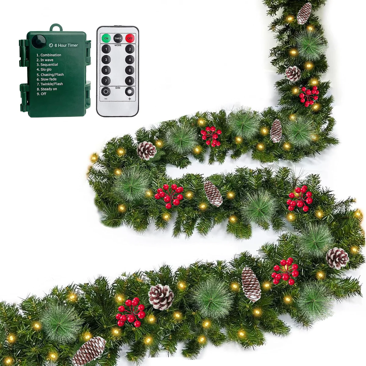 AMENON Christmas Garland with Remote