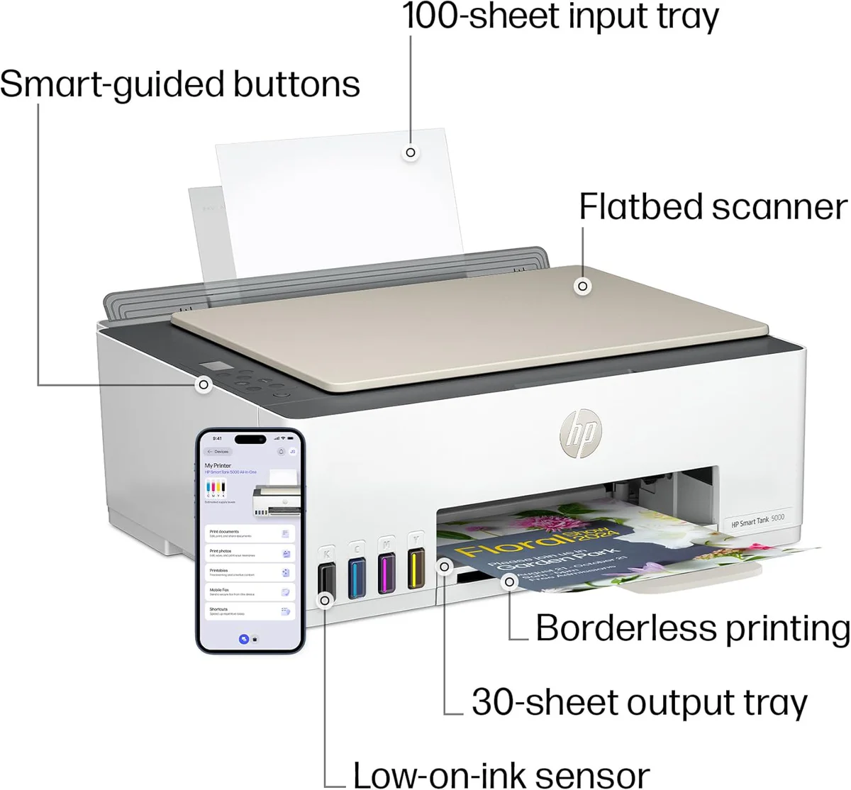 HP Smart Tank 5000 All-in-One Color Inkjet Printer