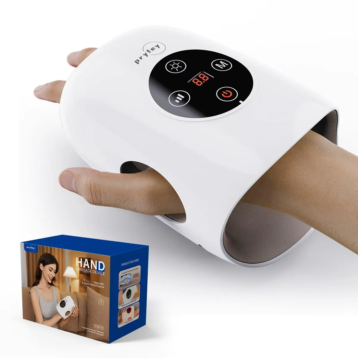 pryfey Hand Massager with Heat and Compression Therapy