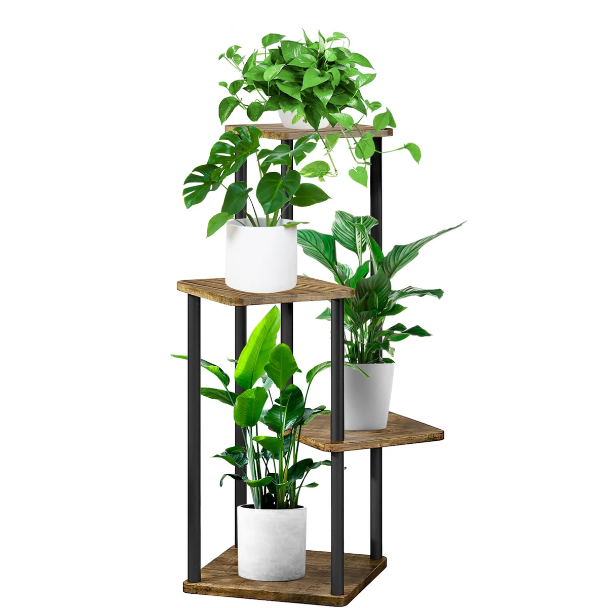 YOCOMEY Wood Tall Plant Stand Indoor Outdoor