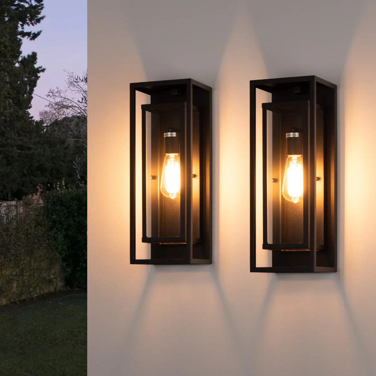17 Stories Dusk to Dawn Outdoor Wall Sconce, 2PC