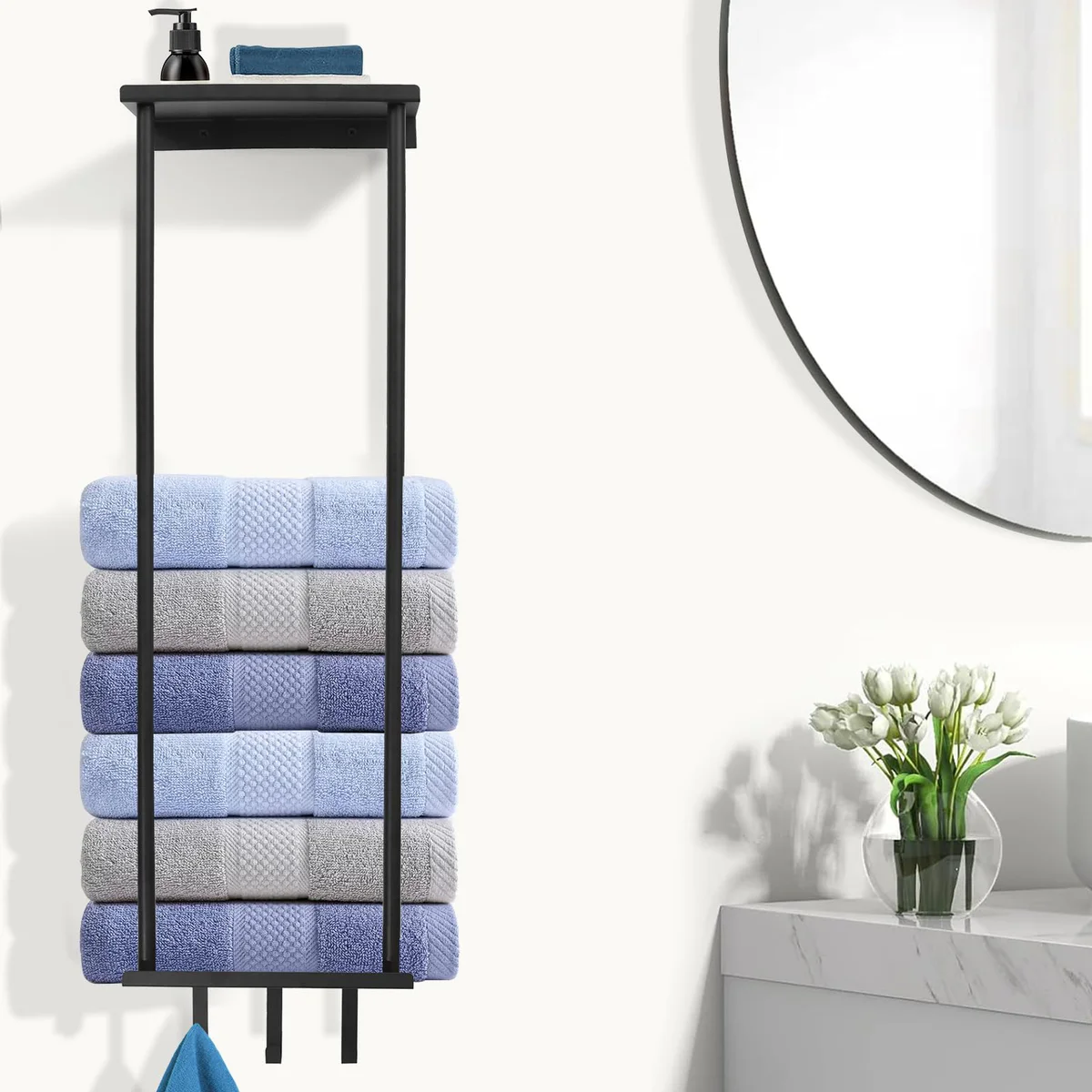 HOTNIU Wall Mounted Towel Rack with Shelf