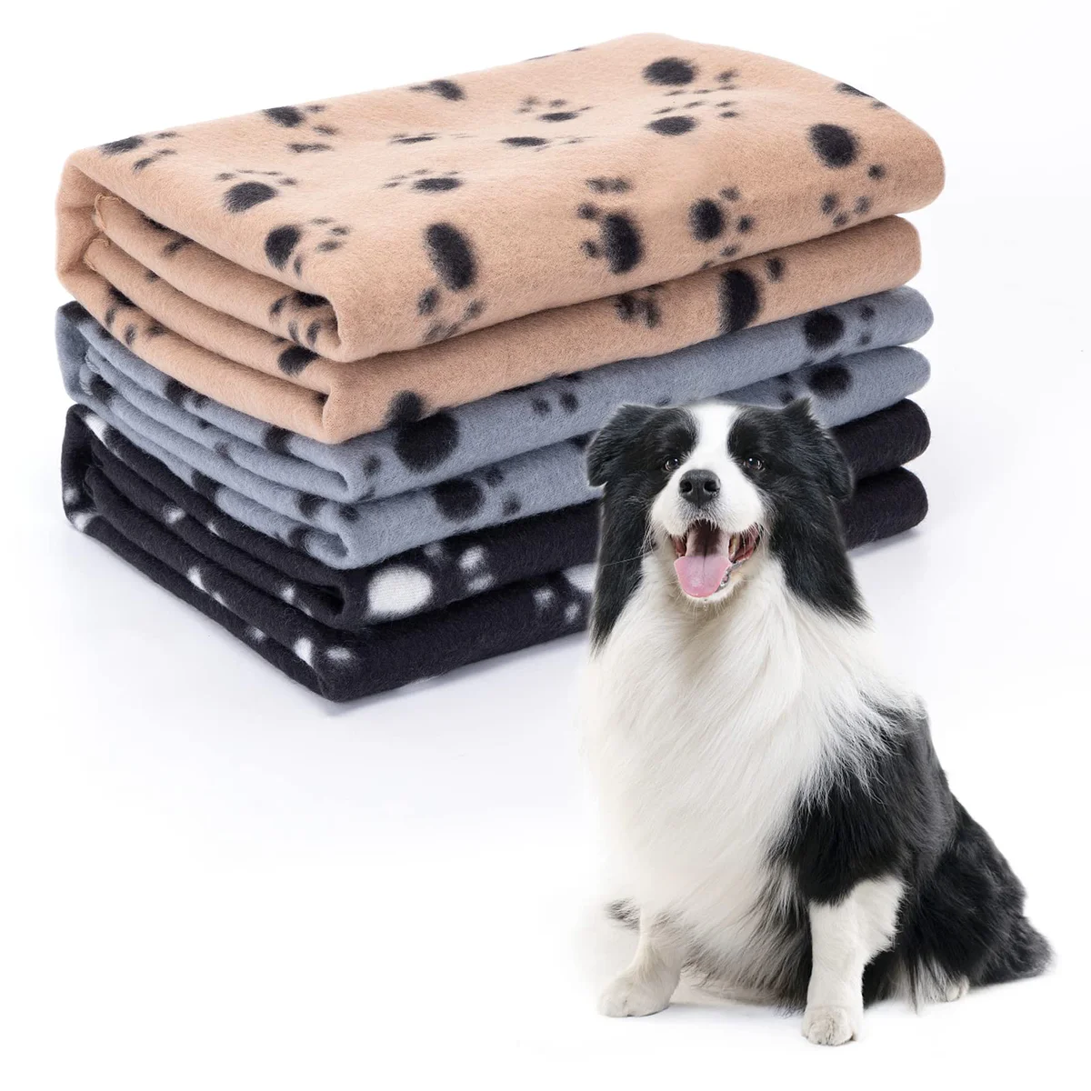 Nobleza Paw Print Pet Blanket Fleece Throw