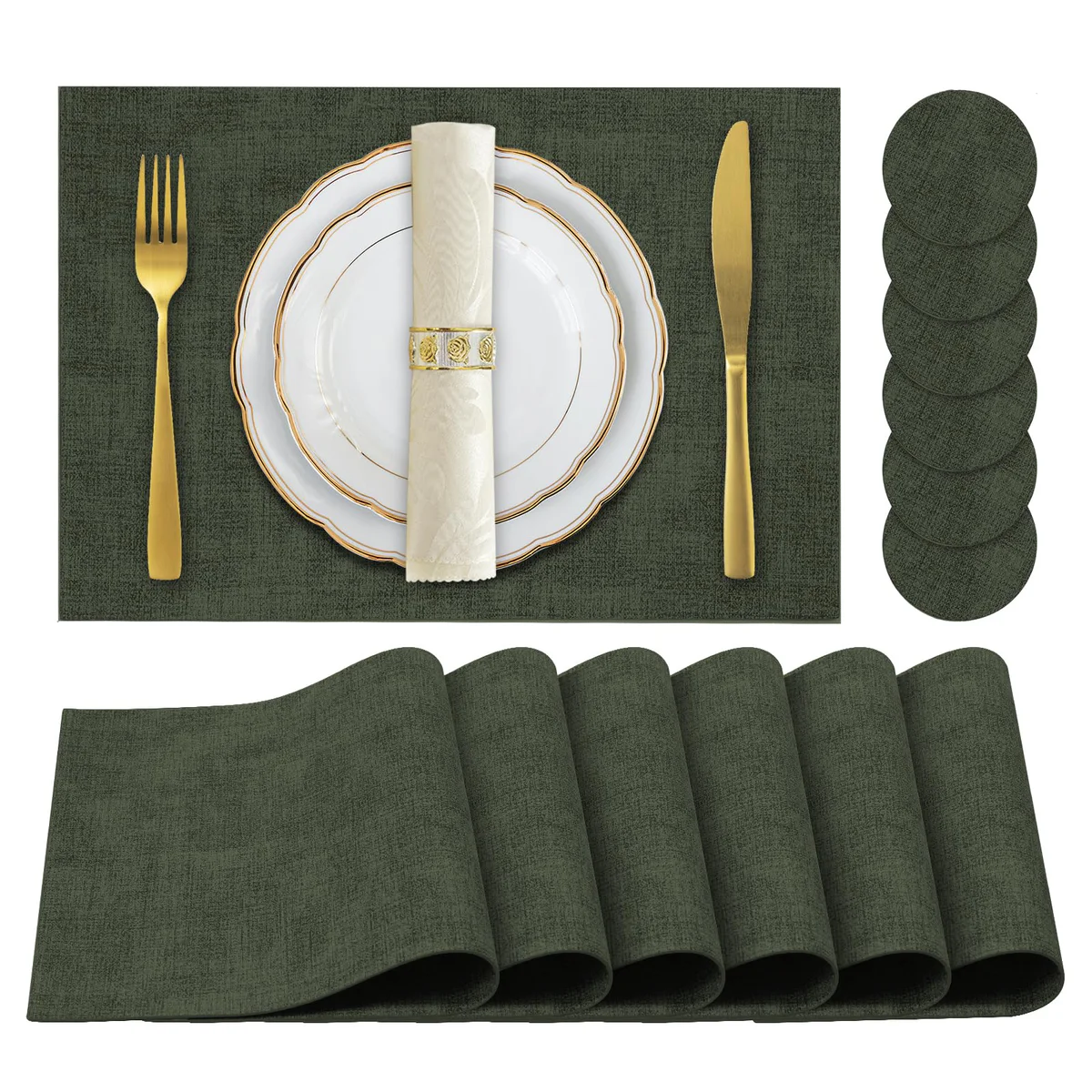 JUCCWARM Faux Leather Placemats 
