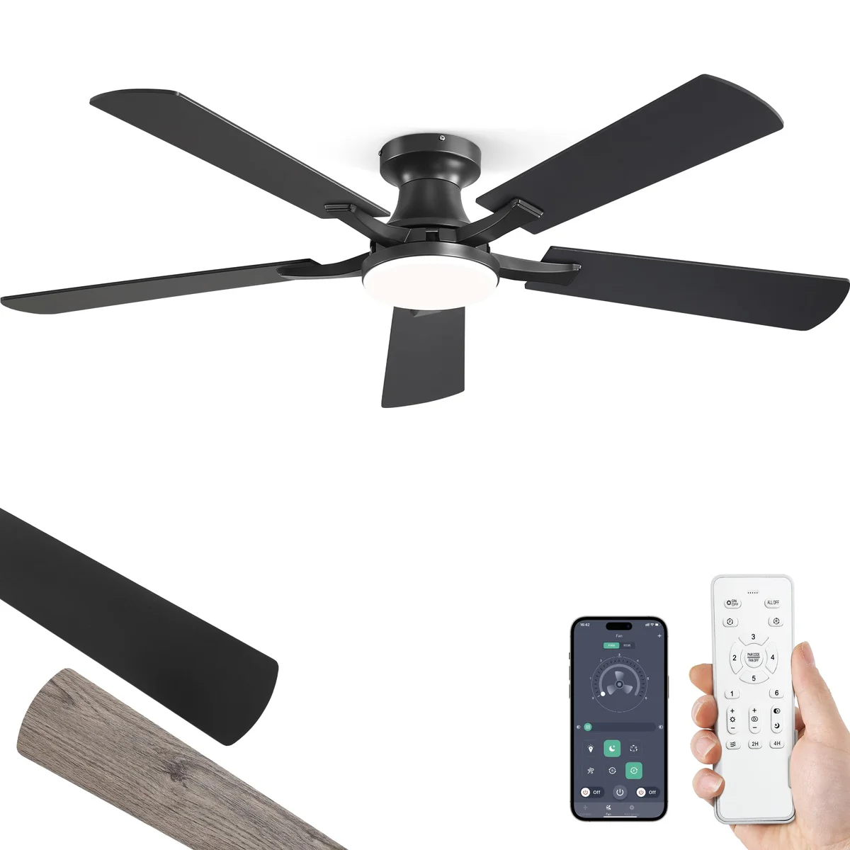 ZMISHIBO Modern LED Ceiling Fan with Light