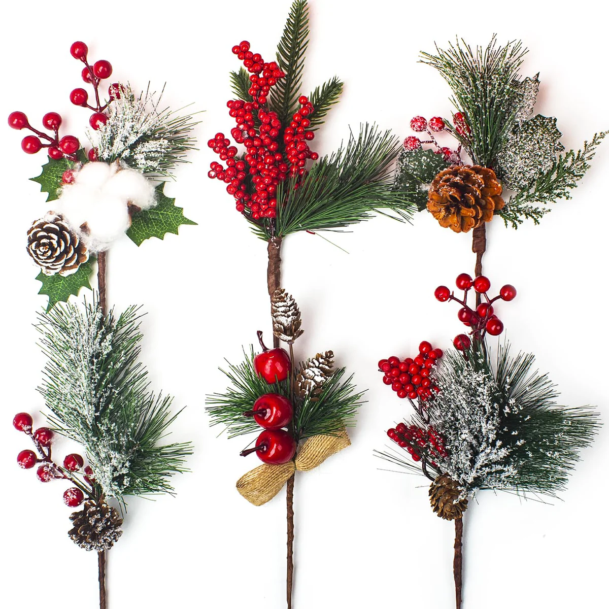 Grunyia Christmas Pine Berry Picks Floral Embellishment