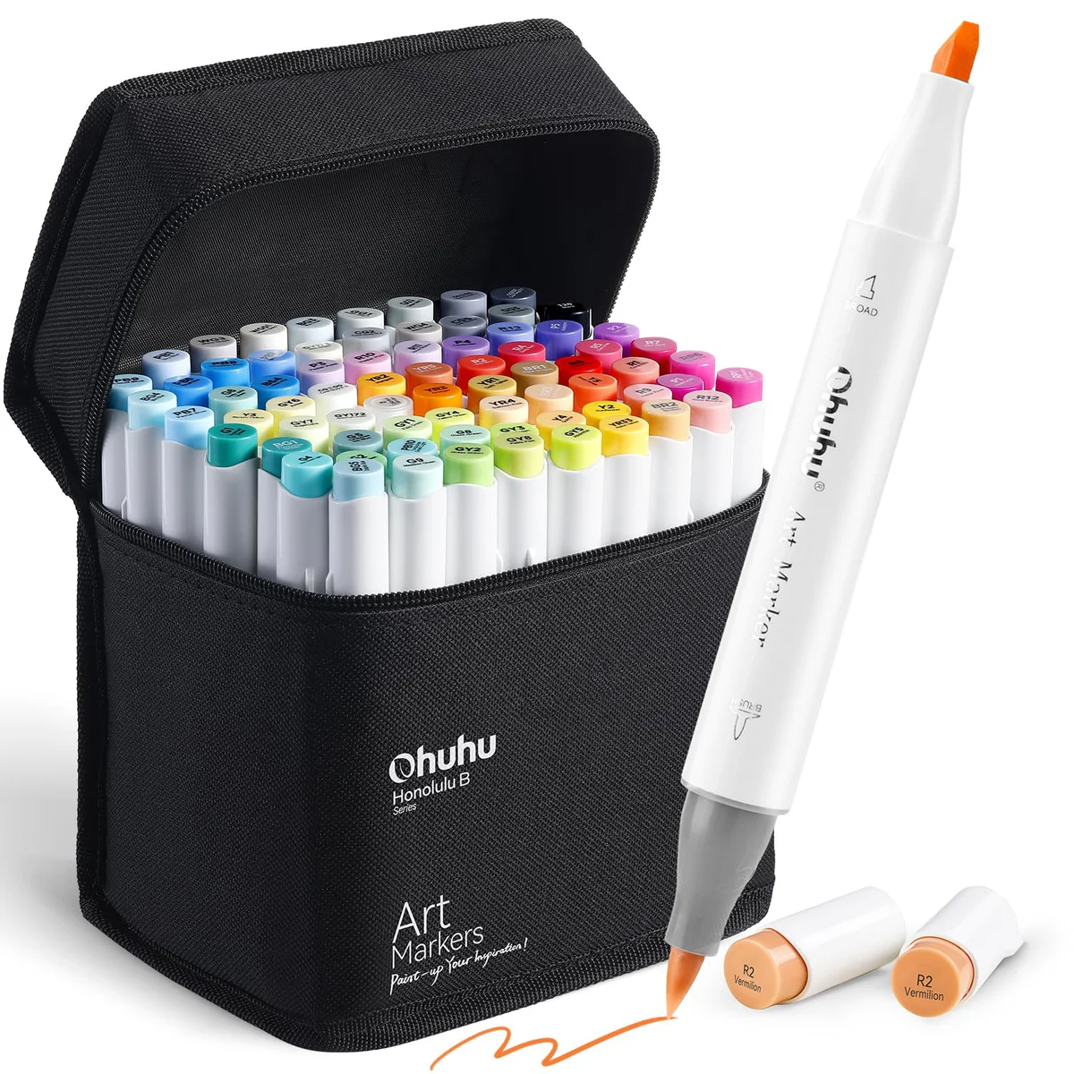 Ohuhu Double Tipped Alcohol Brush Markers, 72 Colors