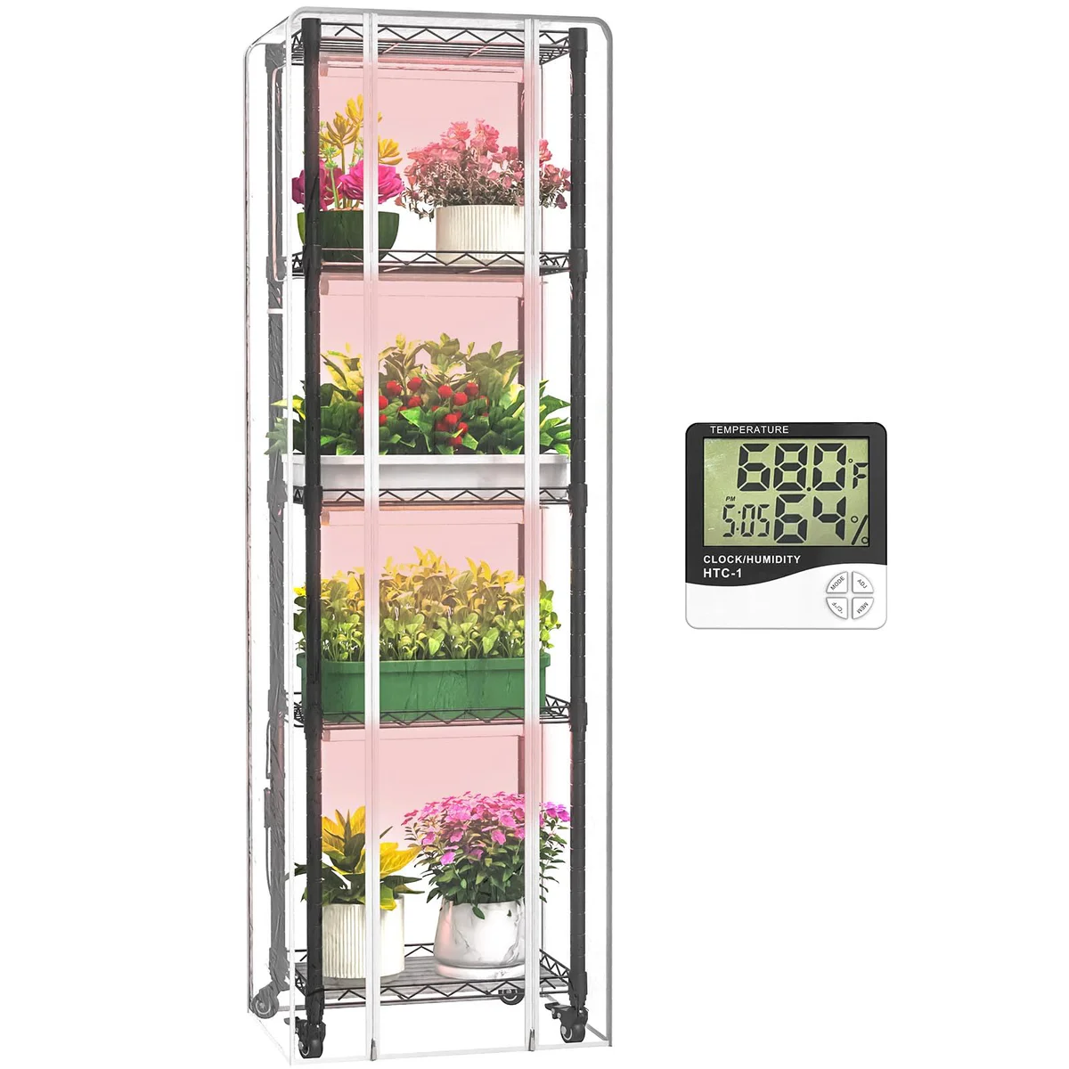 Sagrynfp Tall Indoor Greenhouse with Grow Lights and Cover