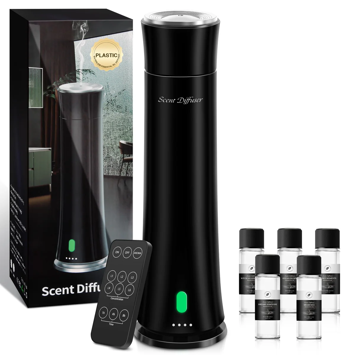 CHHZTEC Essential Oil Diffuser with 5 Scent Oils & Remote