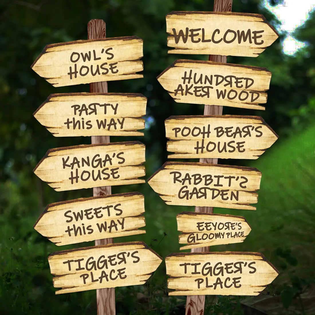 Jekocet Winnie the Pooh Party Directional Sign, Wood Sign