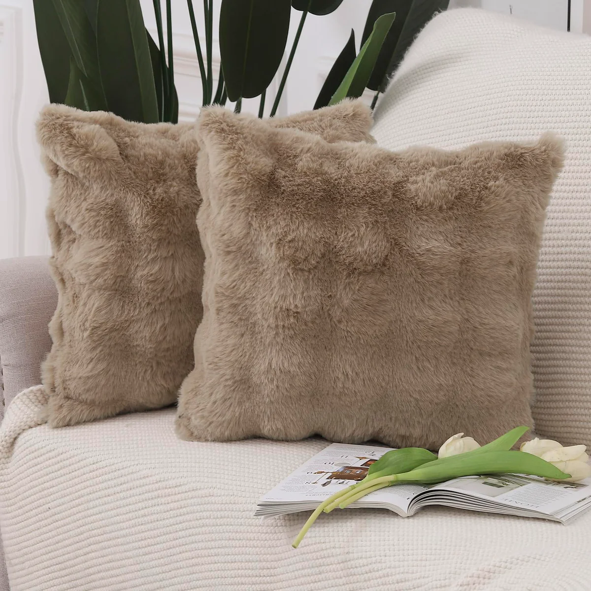 MADIZZ Thick Plush Wool Pillow Cover