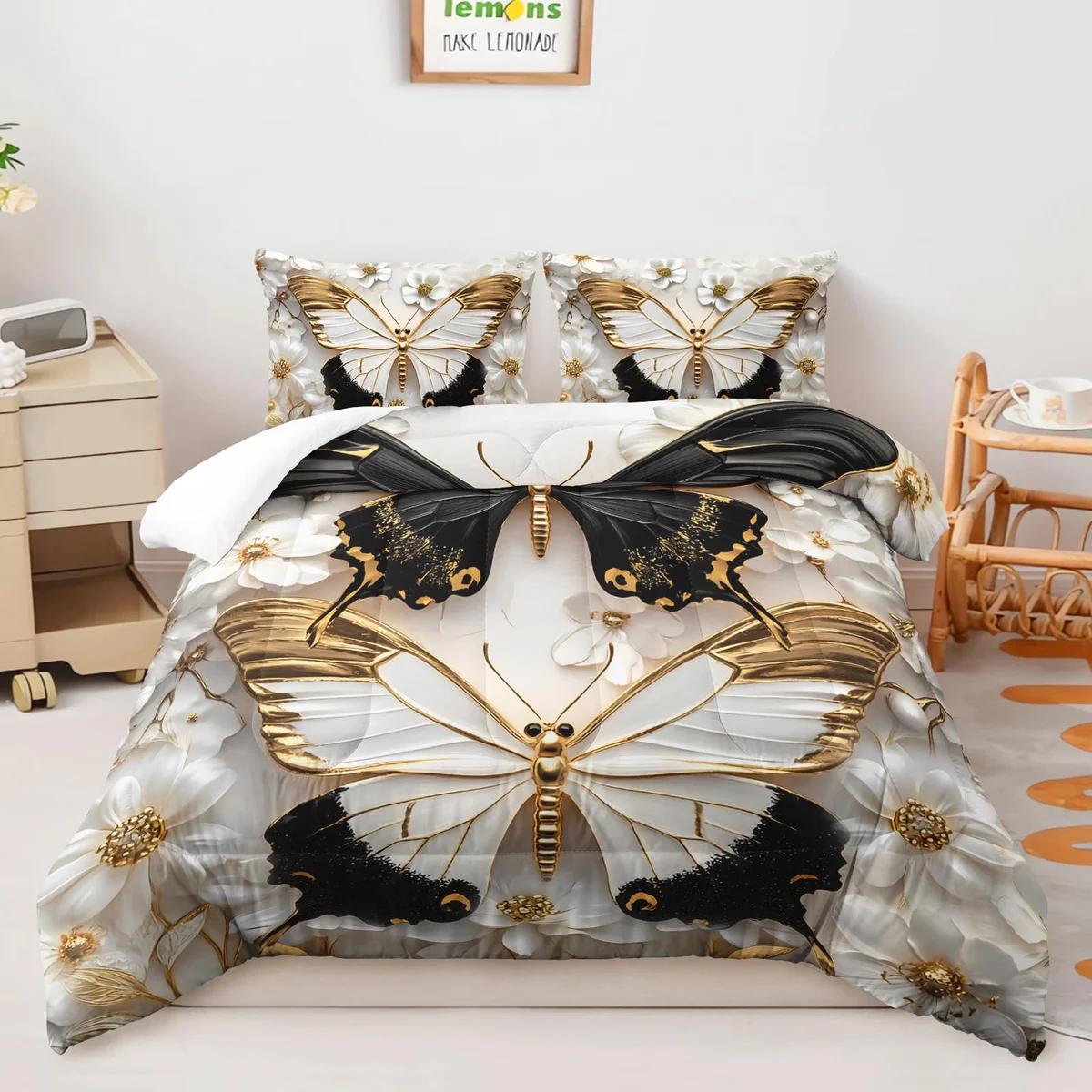 AILONEN Butterfly Comforter Bedding Set