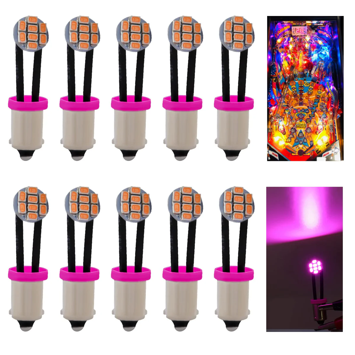 Double liang BA9S 8SMD 1206 Flexible Wire Pinball LED Bulb