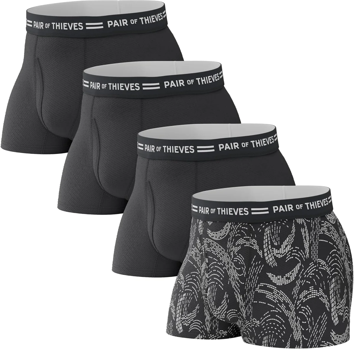 Pair of Thieves Men’s Trunks Underwear (4 Pack) - Everyday Kit Cotton Trunks for Men Black Small