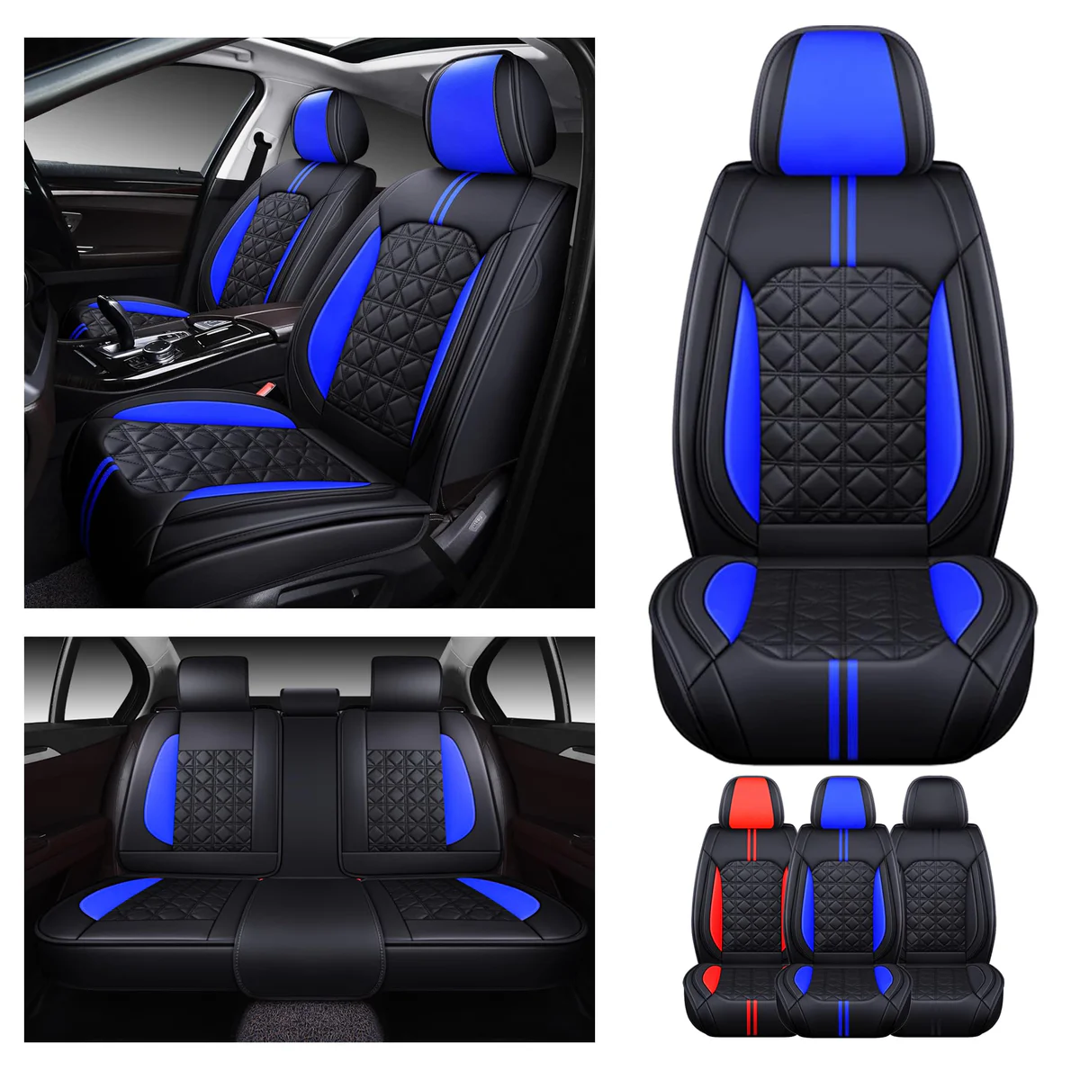 Universal Fit - Black/Blue Seat Covers (Full Set)