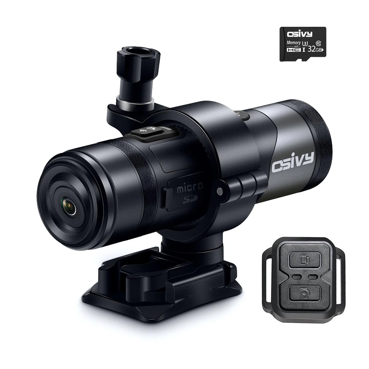 KONSIVY Dual Lens Motorcycle Helmet Camera with Remote & 32GB Card