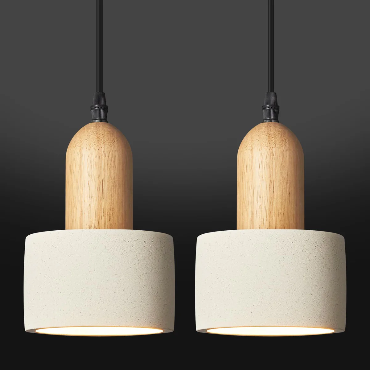 LBSQJ Modern Cement & Wood Pendant Light
