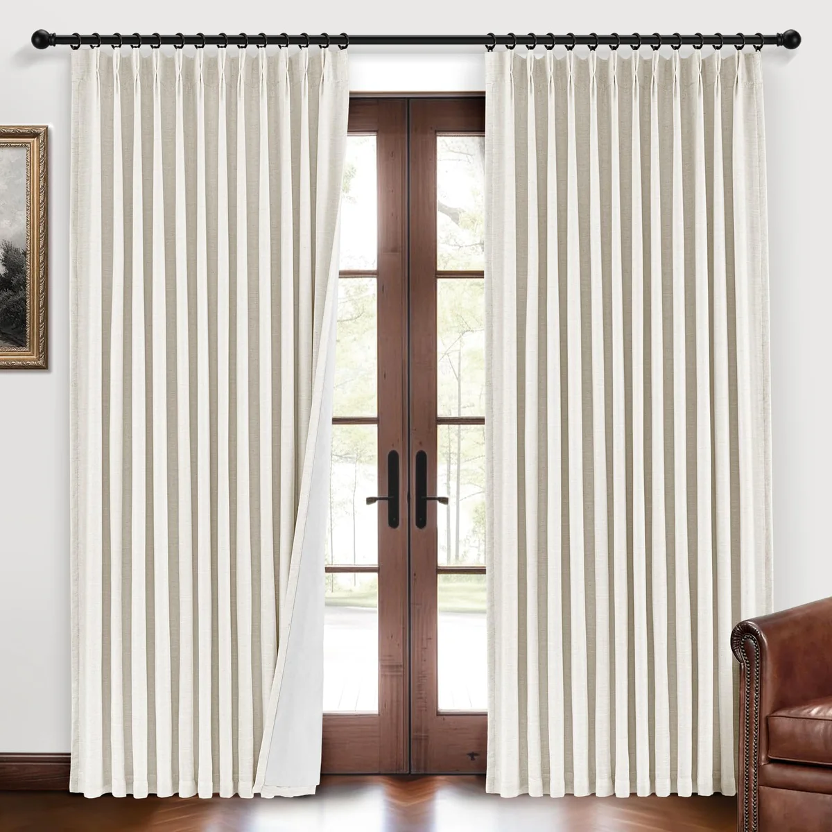 CAPALOCA Linen Pinch Pleated Blackout Curtains