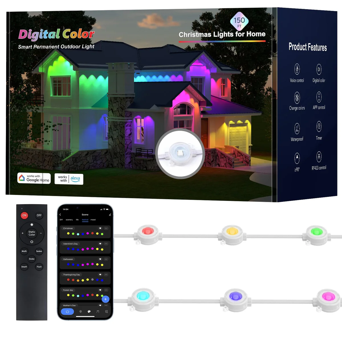 olivilily Smart Permanent Outdoor Lights - RGB LED