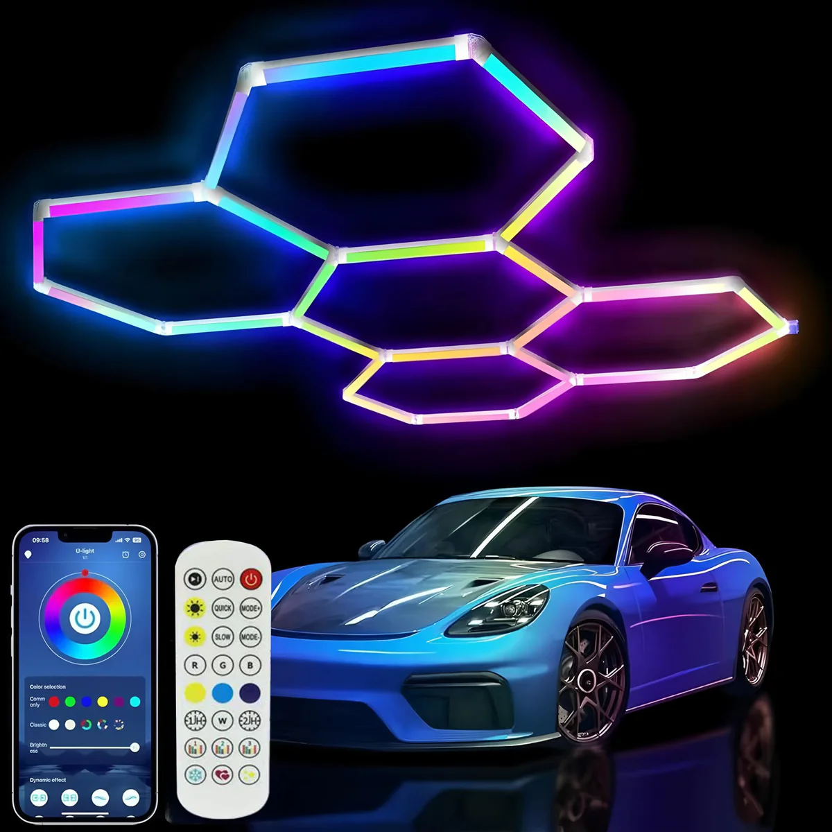 ZTANHOUSE RGB Hexagon LED Garage Lights