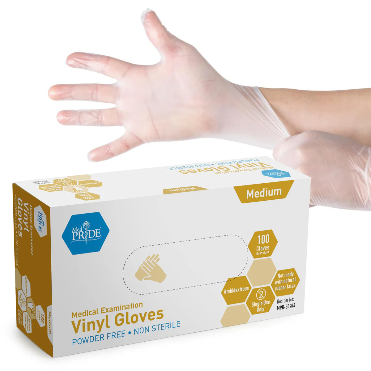 MED PRIDE Medical Vinyl Examination Gloves