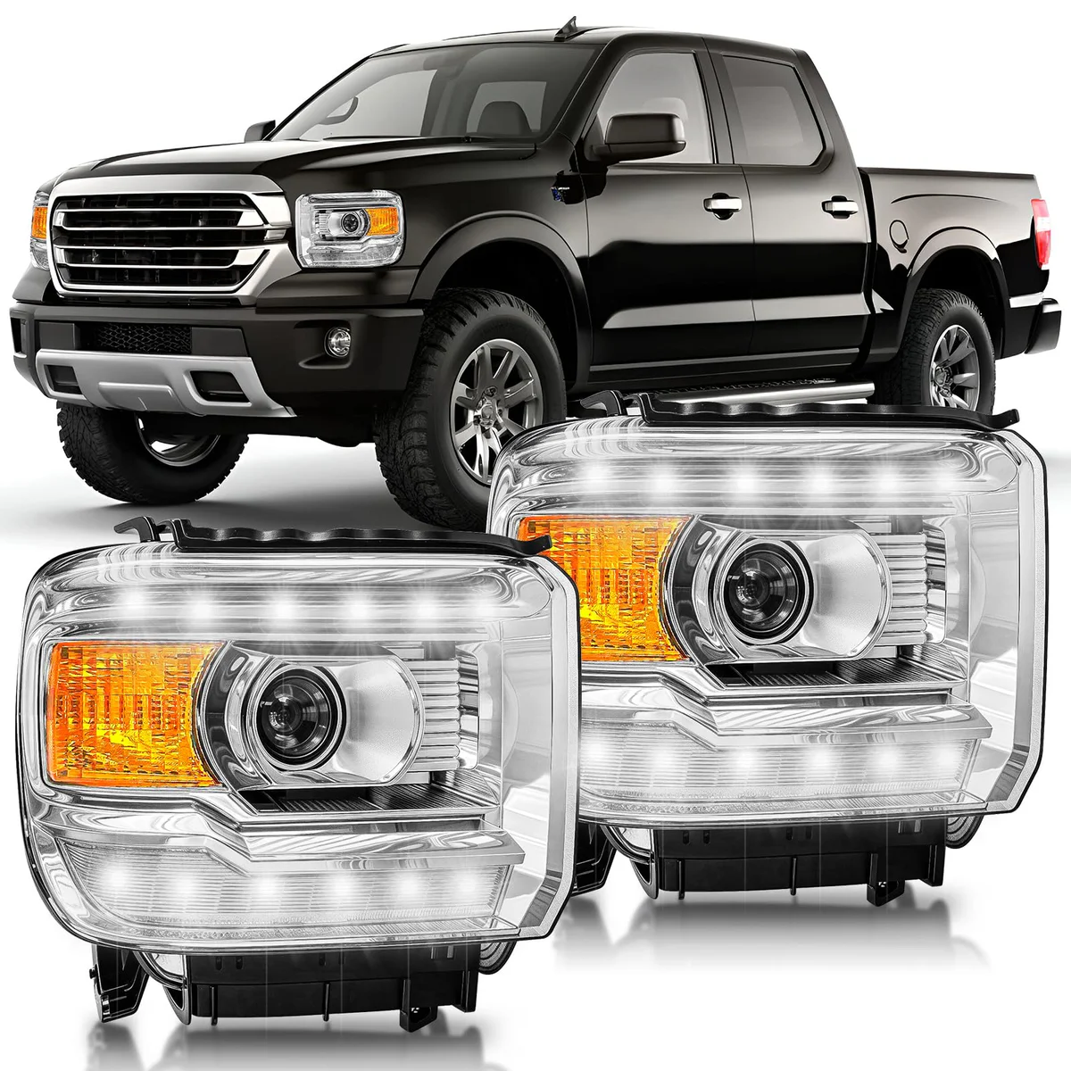 2014-2018 GMC Sierra 1500 LED W/DRL Headlights 