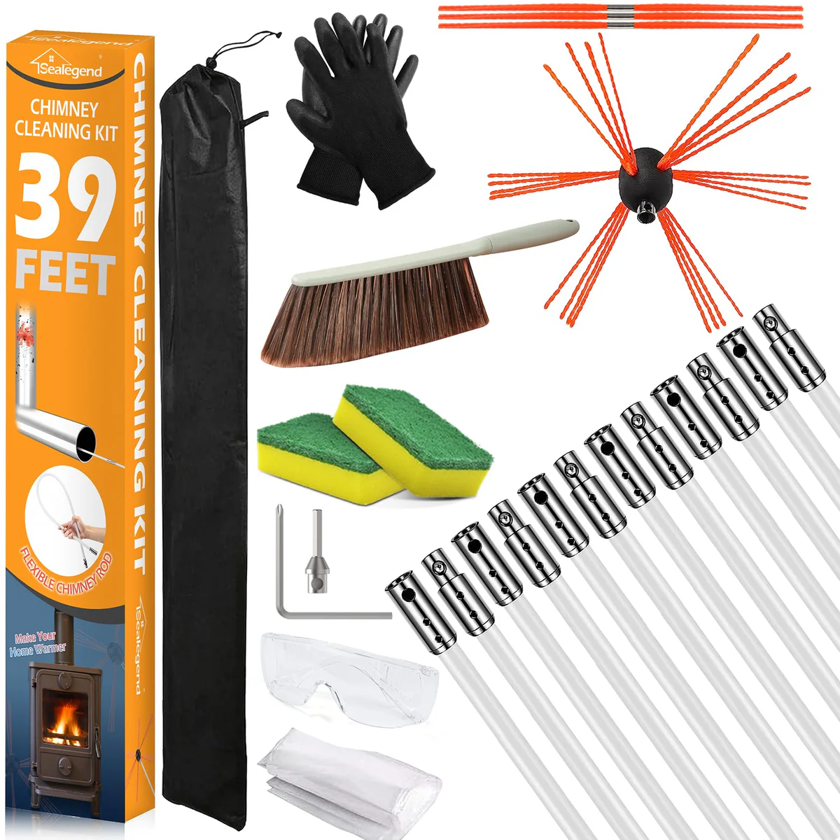 Sealegend Chimney Cleaning Brush Kit