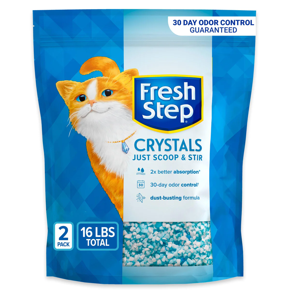 Fresh Step Crystals, Premium Cat Litter, Scented,  8 Pounds (Pack of 2)