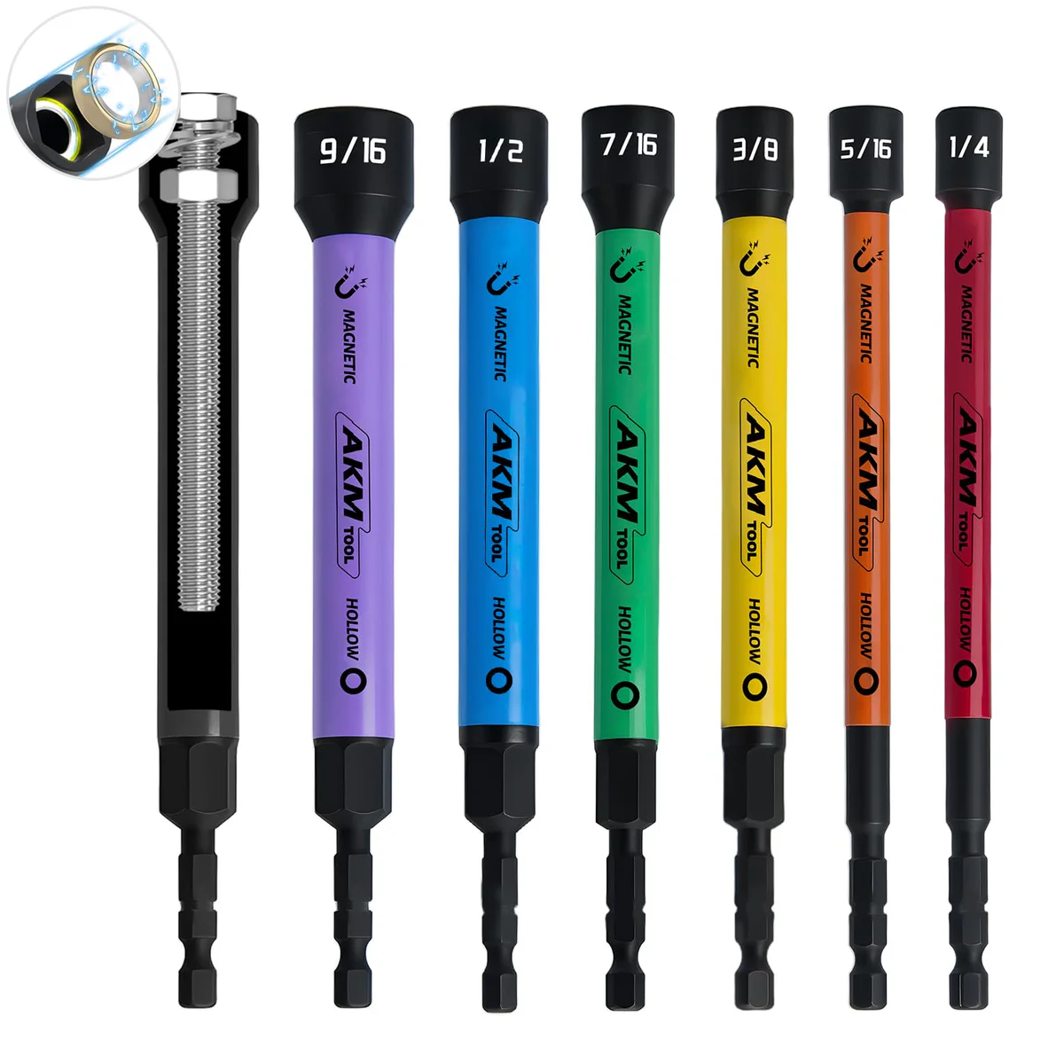 AKM TOOL 6 PCS Hollow Nut Driver Set, 