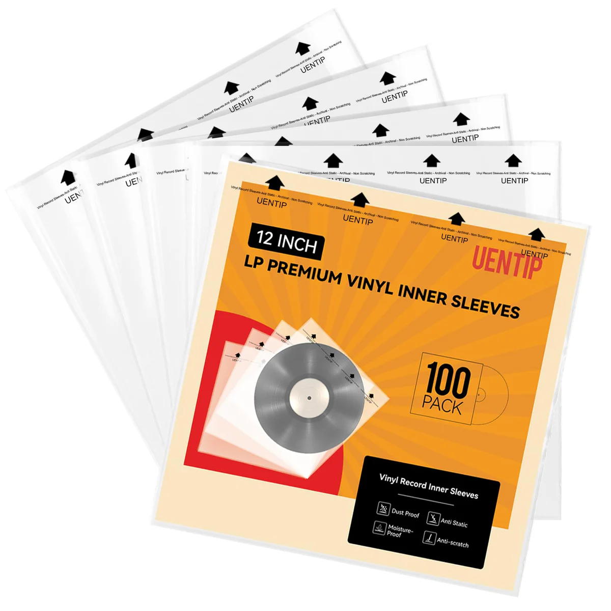 UENTIP 100-Pack 3-Ply Vinyl Sleeves Inner 