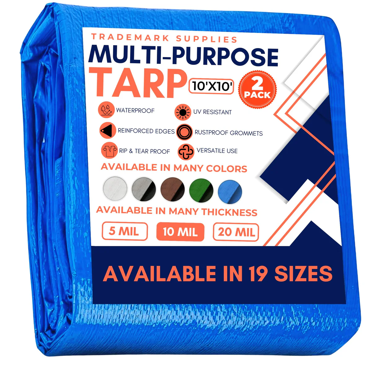 Trademark Supplies Heavy Duty Waterproof Poly Tarp 2 Pack