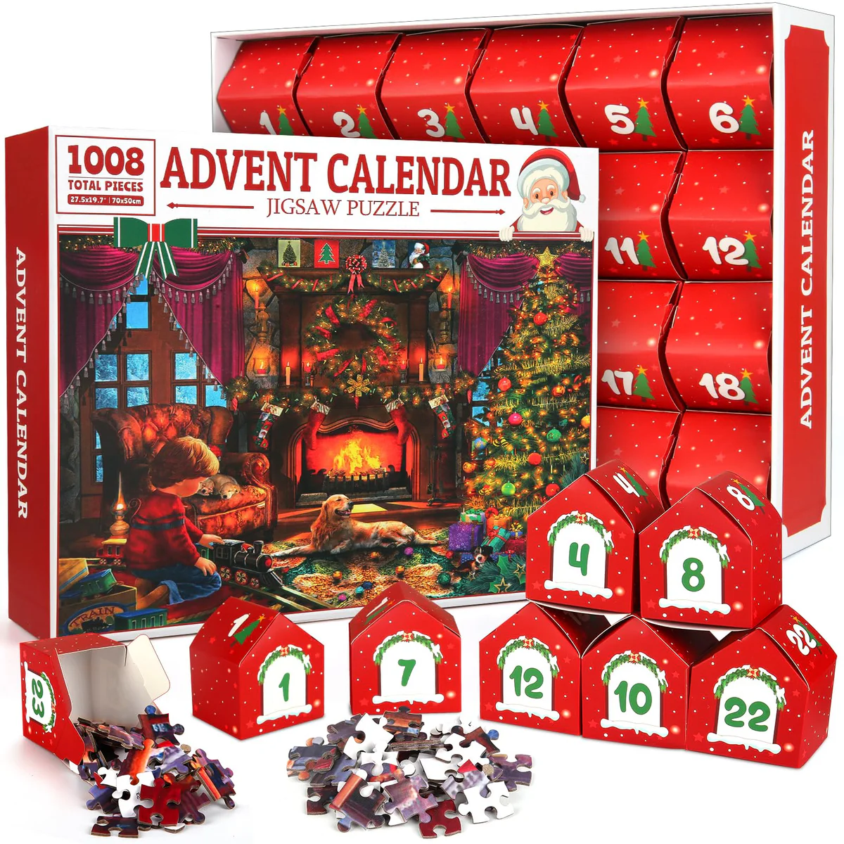 SURCVIO Christmas Cottage Advent Calendar Jigsaw Puzzle