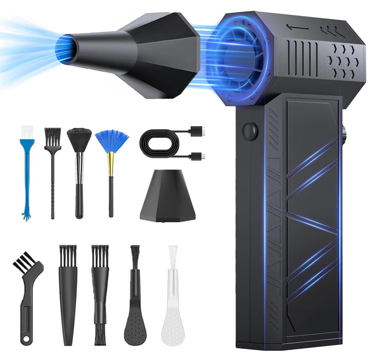 HCRTGAY Electric Air Duster Mini Turbo Fan Dryer with Brushes