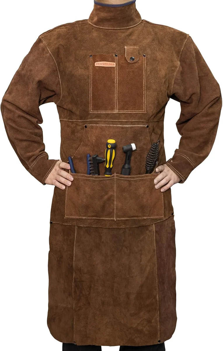 YESWELDER Leather Welding Apron with Sleeves