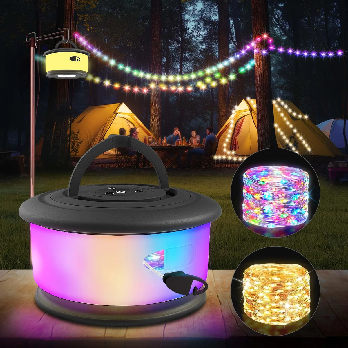 Zocelight Rechargeable Camping Lantern with String Lights
