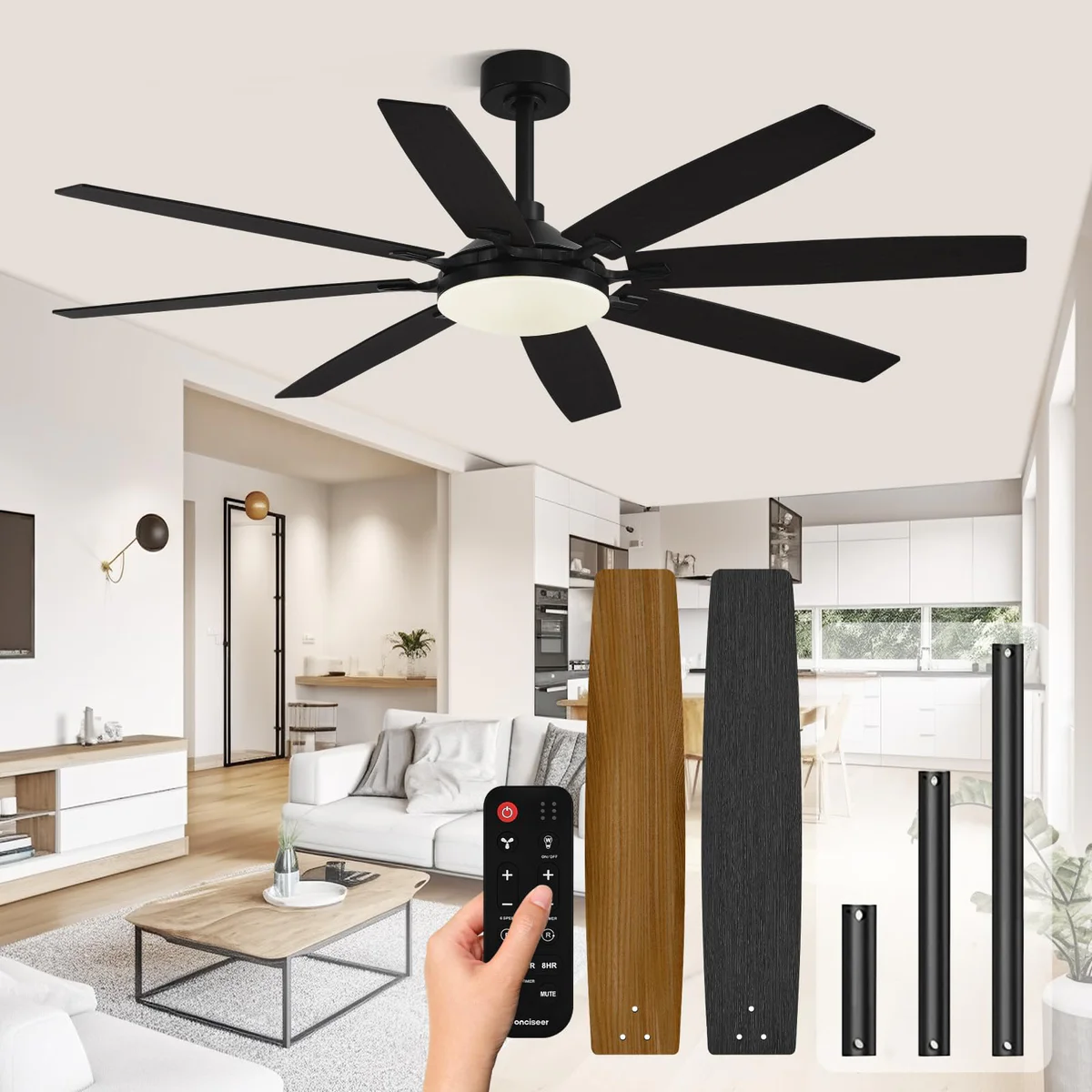 Conciseer 72" Ceiling Fan With Light