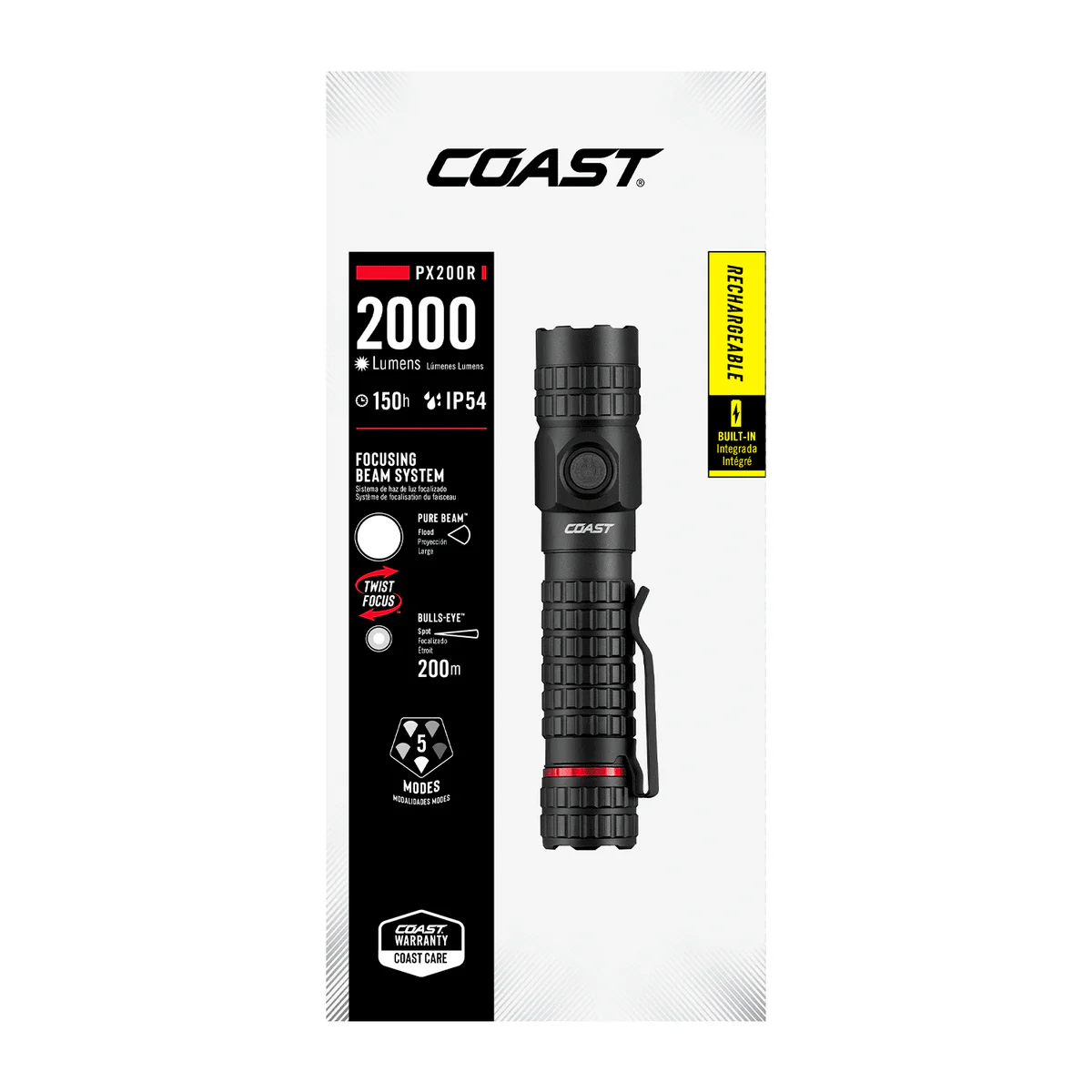 Coast PX200R 2000 Lumens Rechargeable Flashlight