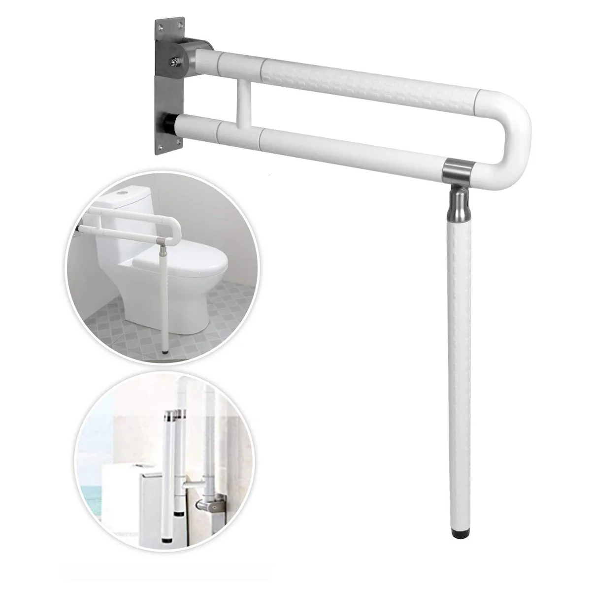 MYOYAY Toilet Safety Grab Bar, Foldable Bathroom Handrail