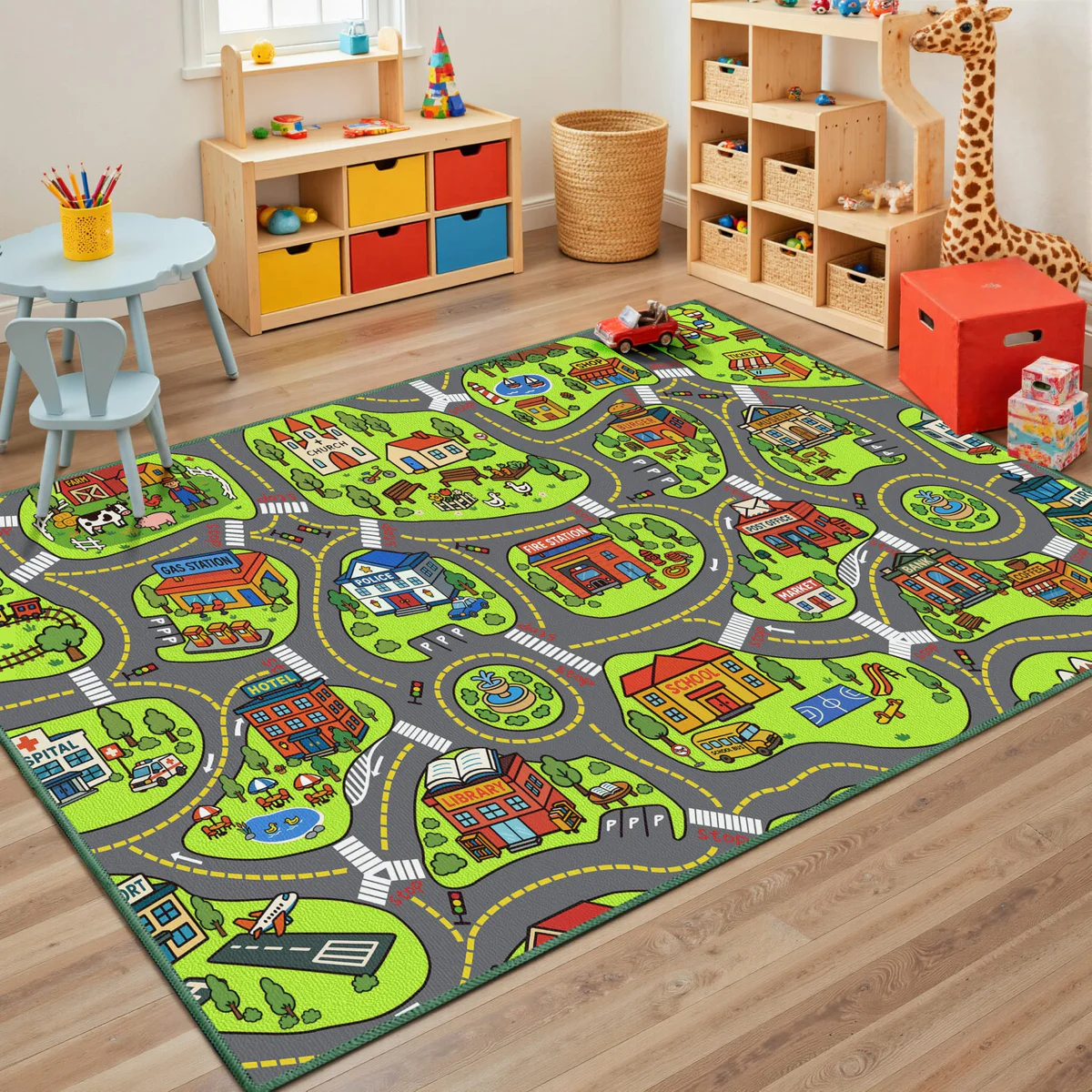Arenarug Kids Road Playmat Rug, Toy Car Play Mat