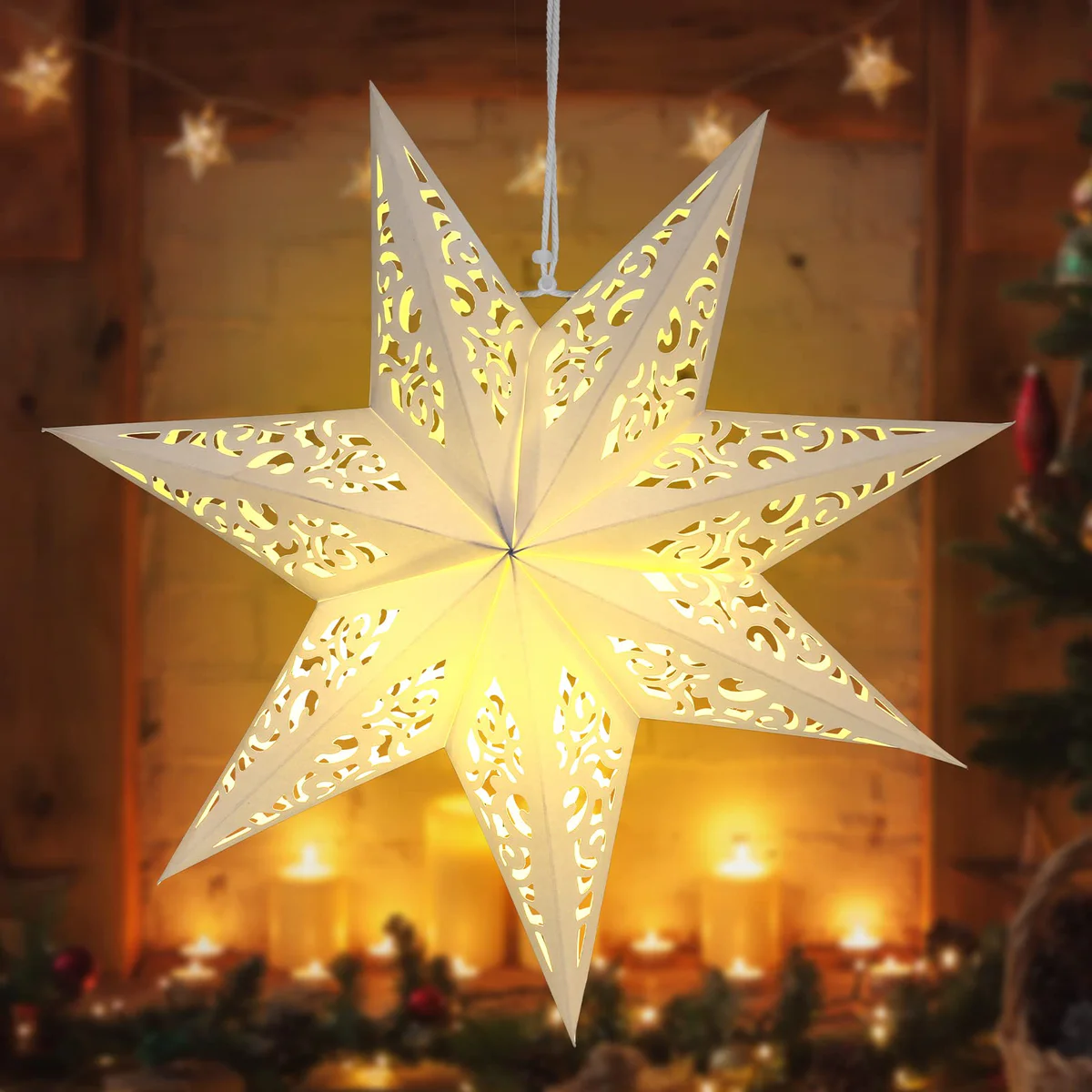 Kingdder Hanging Paper Star Lantern Decoration