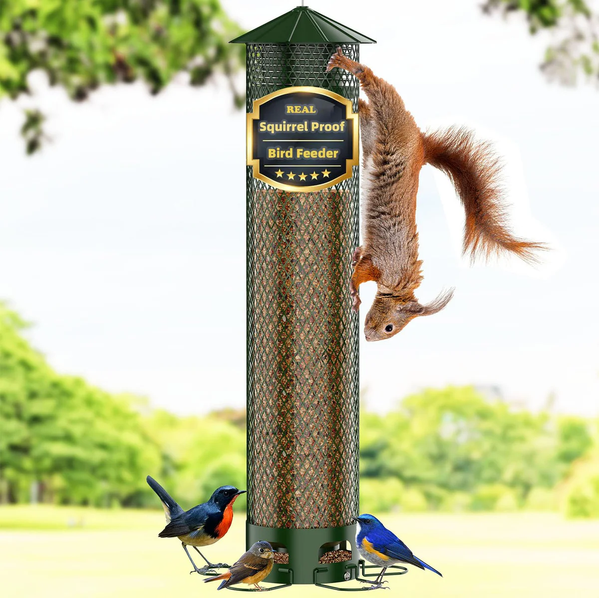 Icreer Squirrel Proof Wild Bird Feeder