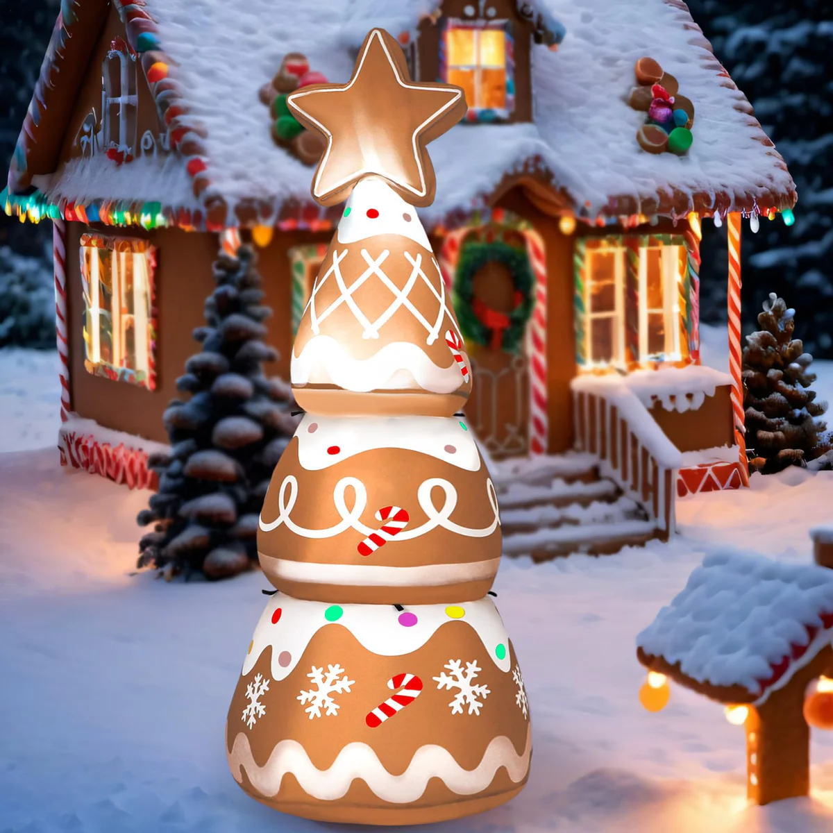 Honoson Inflatable Gingerbread Christmas Tree Decoration