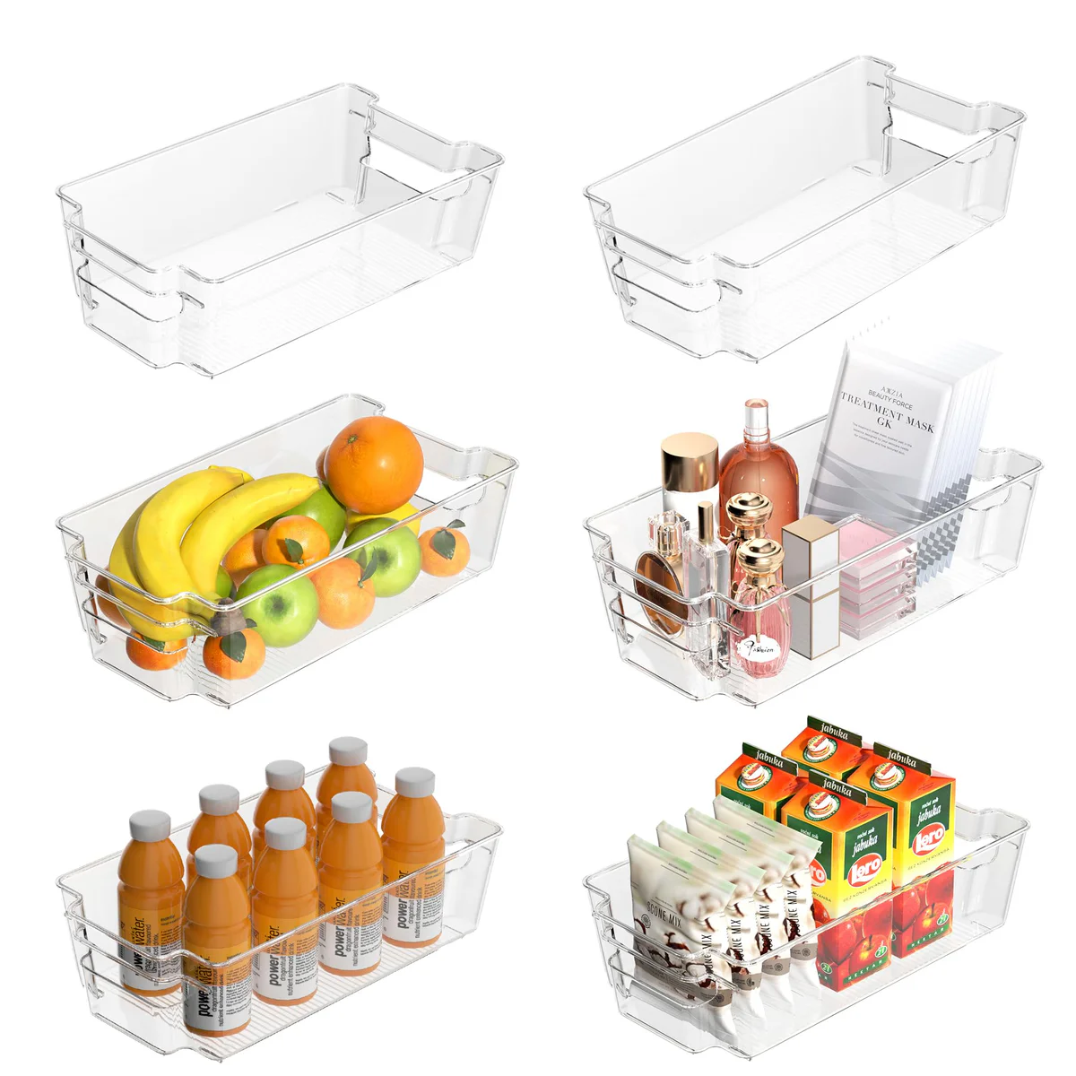 MERATIA Clear Refrigerator Organizer Bins with Handles