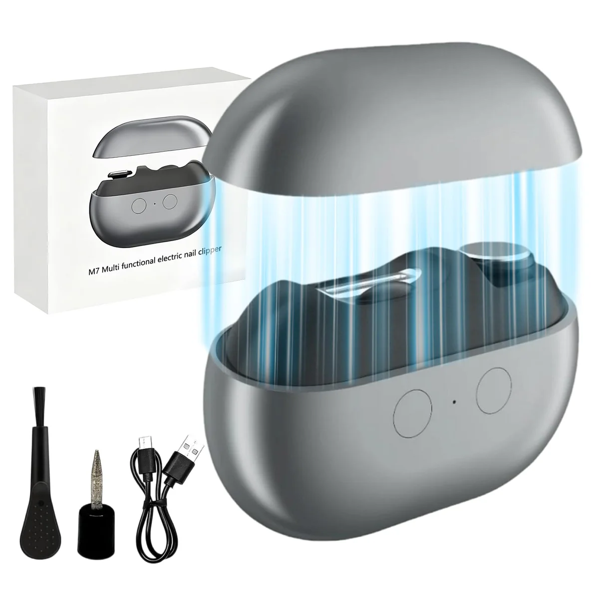 CLORISLAND Electric Nail Clipper with LED Light and Storage