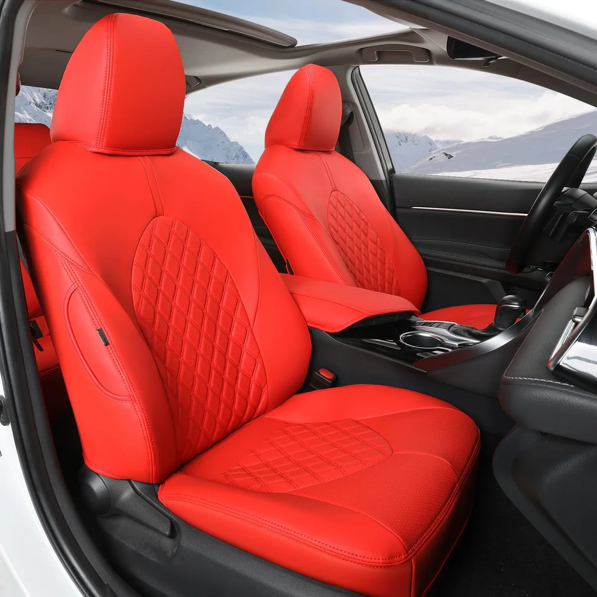 GIANT PANDA,  Faux Leather Car Seat Covers