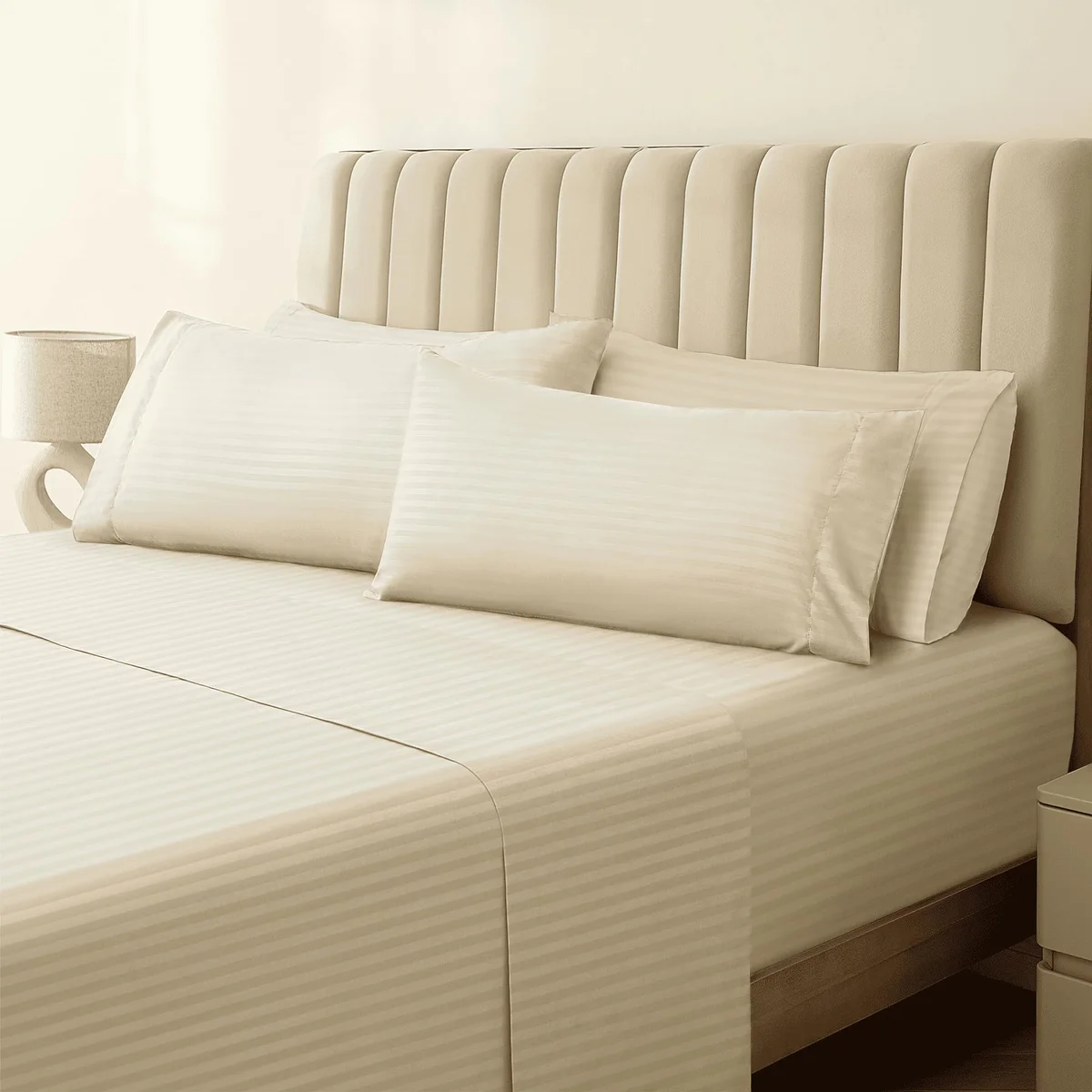 LuxClub 4-Piece Striped King Sheet Set