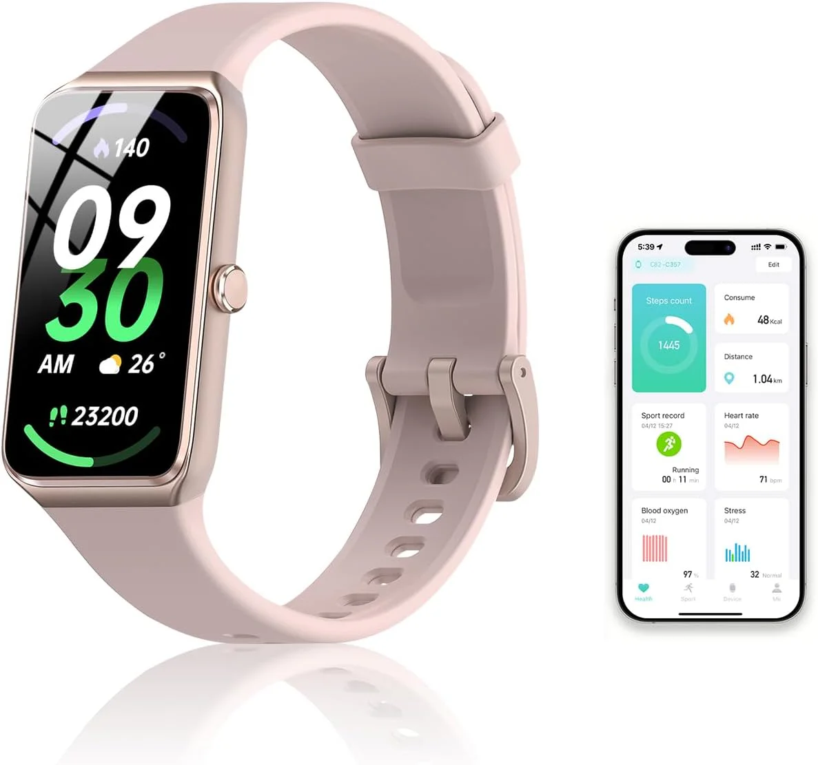 Fitness Tracker Smart Watch with Heart Rate Blood Pressure Monitor