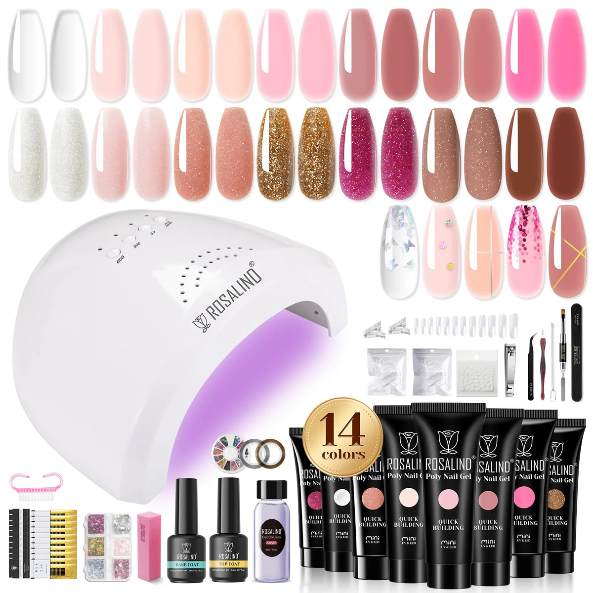 ROSALIND Poly Nail Gel Kit with LED Lamp