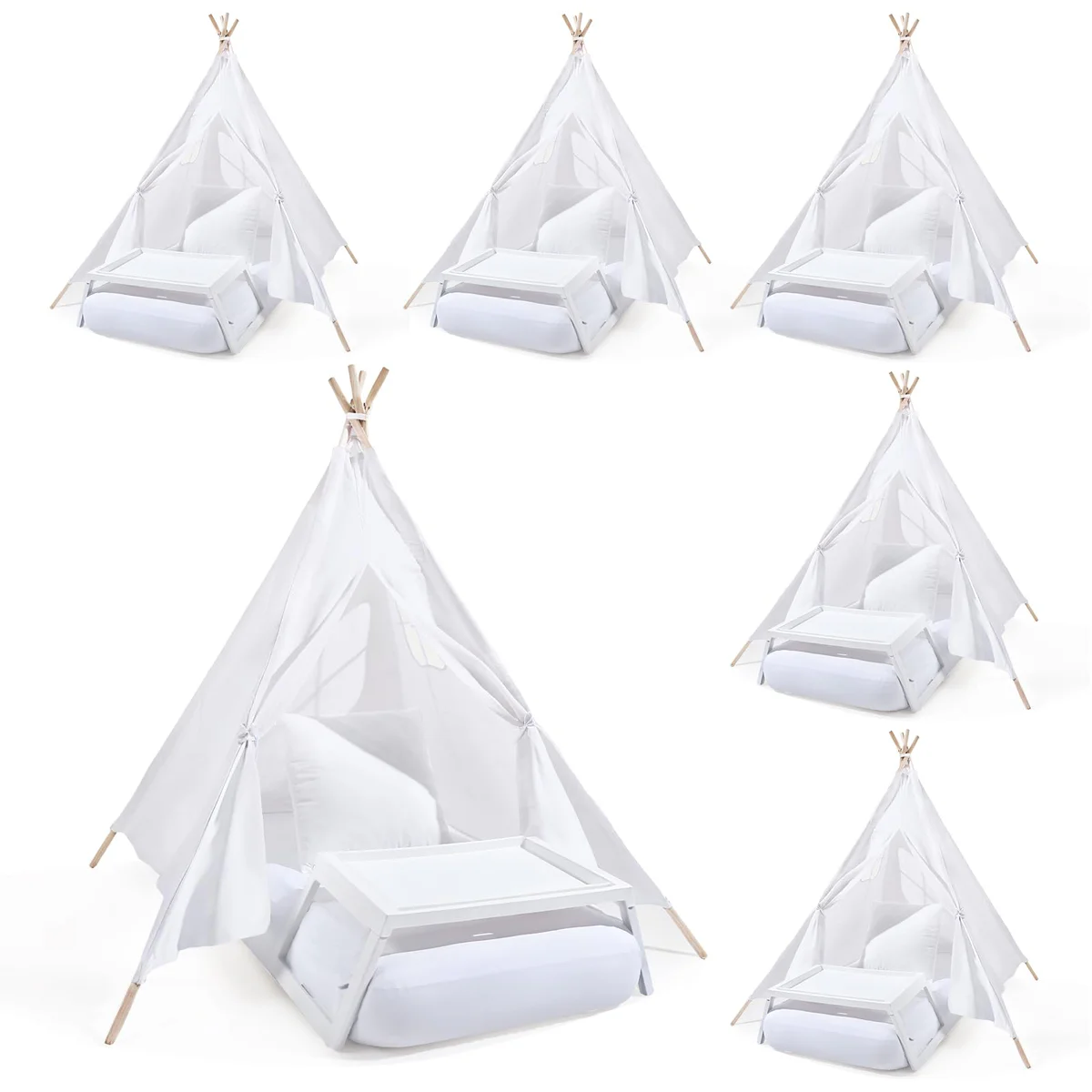 Wesnoy Kids Teepee Tent with Inflatable Bed and Tray Table