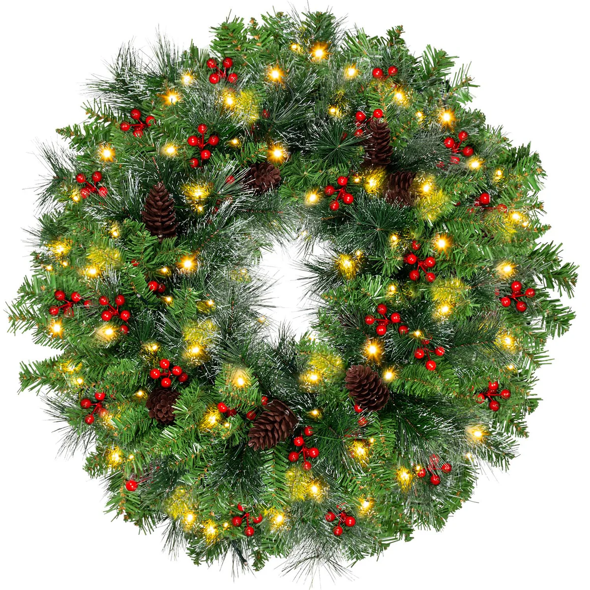 Mnytyel Christmas Wreath with Pine Cones and Berries